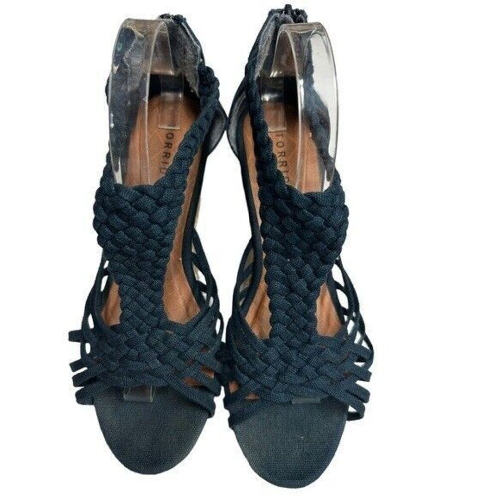 TORRID Braided Midi Wedge Navy Blue Vacation Feminine Wide Width Sandal Sz 10 W